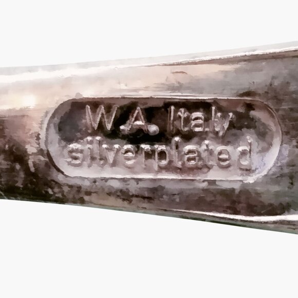 W A Italy Silverplated Salad Serving Spoon Fork Floral Design Wedding Elegant - Picture 7 of 7